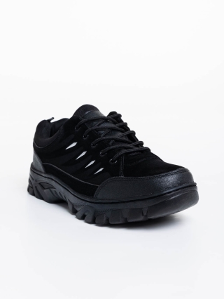 ΑΝΔΡΙΚΑ ΥΠΟΔΗΜΑΤΑ, Ανδρικά αθλητικά παπούτσια μαύρα από ύφασμα και οικολογικό δέρμα Colten - Kalapod.gr