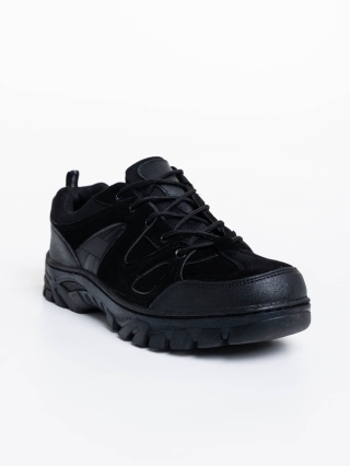 Ανδρικά Αθλητικά Παπούτσια, Ανδρικά αθλητικά παπούτσια μαύρα από οικολογικό δέρμα Berto - Kalapod.gr