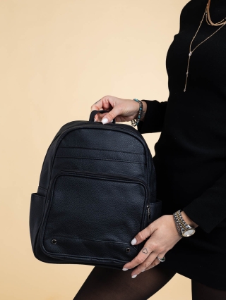 Γυναικεία Σακίδια, Γυναικεία τσάντα πλάτης μαύρη από οικολογικό δέρμα Flossie - Kalapod.gr