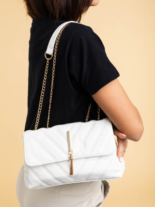 Γυναικεία Αξεσουάρ, Γυναικεία τσάντα λευκή από οικολογικό δέρμα Aleeza - Kalapod.gr