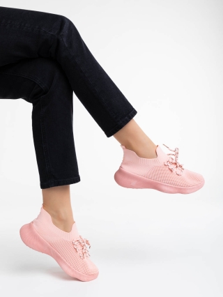 Γυναικεία αθλητικά παπούτσια ροζ από ύφασμα Ramila - Kalapod.gr