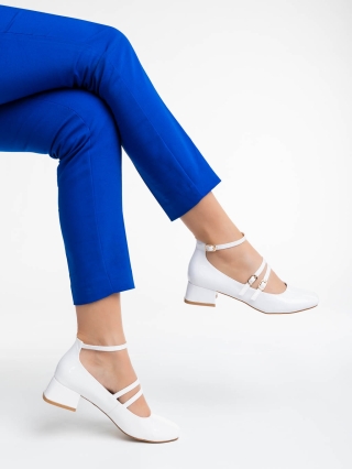 Χοντροτάκουνα παπούτσια, Γυναικεία παπούτσια λευκά από οικολογικό δέρμα Reizy - Kalapod.gr