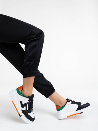Γυναικεία αθλητικά παπούτσια μαύρα από οικολογικό δέρμα Ralanda - Kalapod.gr
