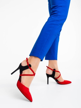 Ψηλοτάκουνα παπούτσια, Γυναικεία παπούτσιακόκκινα από ύφασμα Saleena - Kalapod.gr