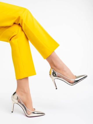 Νέα, Γυναικεία παπούτσια χρυσαφί από οικολογικό δέρμα λουστρίνι Ambar - Kalapod.gr