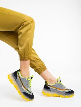 Γυναικεία Αθλητικά Παπούτσια, Γυναικεία αθλητικά παπούτσια γκρι από οικολογικό δέρμα Amalia - Kalapod.gr