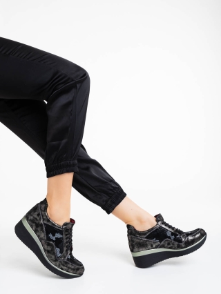 Νέα, Γυναικεία casual παπούτσια μαύρα από φυσικό δέρμα Roma - Kalapod.gr