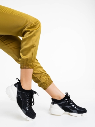 Νέα, Γυναικεία αθλητικά παπούτσια μαύρα από ύφασμα Sonia - Kalapod.gr