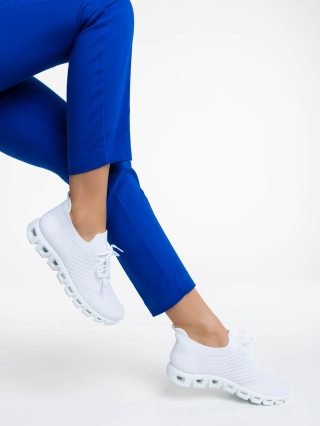 Γυναικεία αθλητικά παπούτσια λευκά από ύφασμα Romeesa - Kalapod.gr