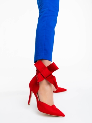 Γυναικεία Παπούτσια, Γυναικείες γόβες κόκκινες από ύφασμα Tanicha - Kalapod.gr