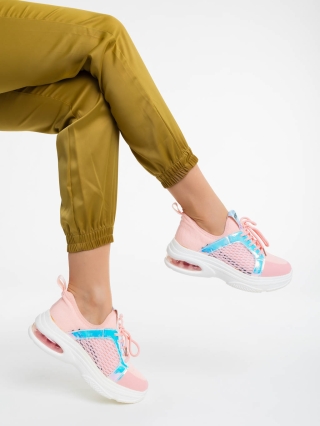 Γυναικεία Αθλητικά Παπούτσια, Γυναικεία αθλητικά παπούτσια ροζ από ύφασμα Doina - Kalapod.gr