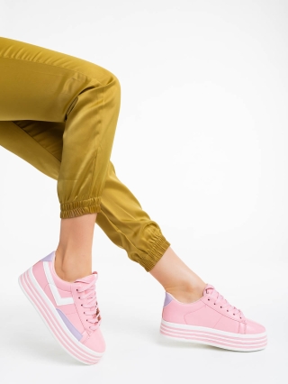 Γυναικεία αθλητικά παπούτσια ροζ από οικολογικό δέρμα Gratiela - Kalapod.gr