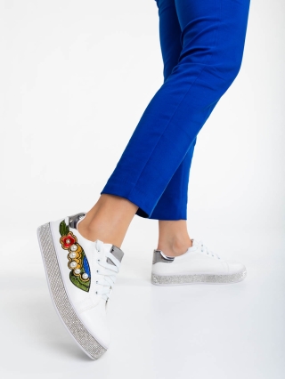 Γυναικεία αθλητικά παπούτσια λευκά από οικολογικό δέρμα Sonna - Kalapod.gr