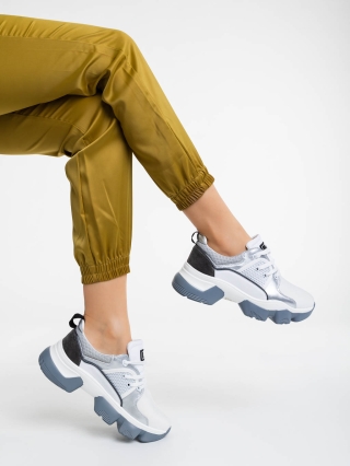 Γυναικεία αθλητικά παπούτσια λευκά με γκρι από ύφασμα Nalini - Kalapod.gr