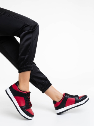 ΓΥΝΑΙΚΕΙΑ ΥΠΟΔΗΜΑΤΑ, Γυναικεία αθλητικά παπούτσια κόκκινα με μαύρο από οικολογικό δέρμα Remmie - Kalapod.gr