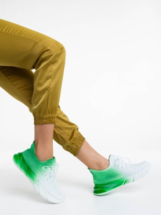 Γυναικεία Αθλητικά Παπούτσια, Γυναικεία αθλητικά παπούτσια λευκά με πράσινο από ύφασμα Lienna - Kalapod.gr
