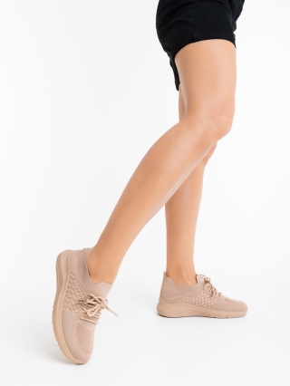 Γυναικεία Αθλητικά Παπούτσια, Γυναικεία αθλητικά παπούτσια μπεζ σκούρο από ύφασμα Yuki - Kalapod.gr