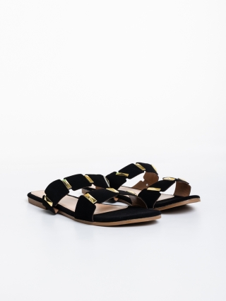 LAST SIZE, Γυναικείες παντόφλες   μαύρα από ύφασμα  Ivanna - Kalapod.gr