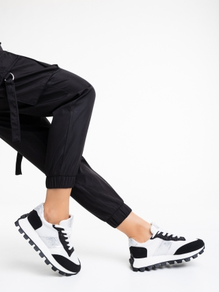 Γυναικεία Αθλητικά Παπούτσια, Γυναικεία αθλητικά παπούτσια λευκά με μαύρο από ύφασμα Ankara - Kalapod.gr