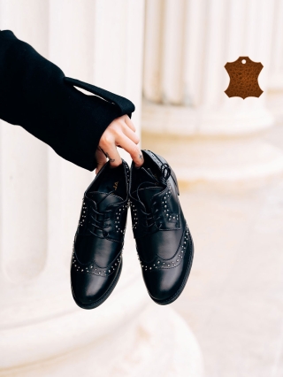 Casual παπούτσια, Γυναικεία casual παπούτσια μαύρα από φυσικό δέρμα Adiel - Kalapod.gr
