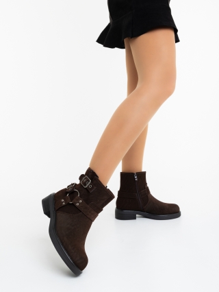 Γυναικεία Μποτάκια, Γυναικεία μποτάκια καφέ από ύφασμα Sherida - Kalapod.gr
