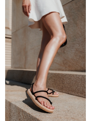 25% Discount, Γυναικεία σανδάλια  μαύρα από ύφασμα  Nettie - Kalapod.gr