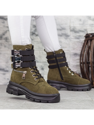 ΓΥΝΑΙΚΕΙΑ ΥΠΟΔΗΜΑΤΑ, Γυναικείες Μπότες Nuera Πράσινη ελιά-Μαύρο - Kalapod.gr