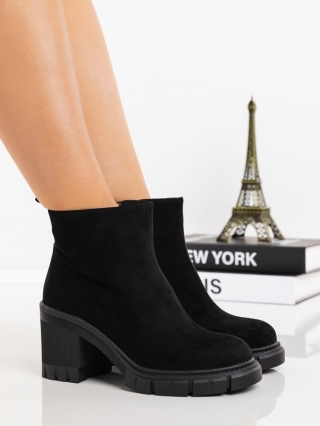 Γυναικεία Μποτίνια, Μποτάκια με χοντρό τακούνι Olana Μαύρο - Kalapod.gr