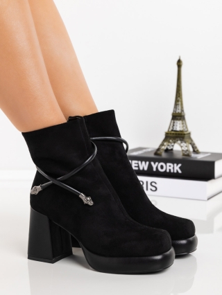 Γυναικεία Μποτίνια, Μποτάκια με χοντρό τακούνι Onyva Μαύρο - Kalapod.gr