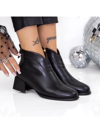 Γυναικεία Μποτίνια, Μποτάκια με χοντρό τακούνι Navira Μαύρο - Kalapod.gr