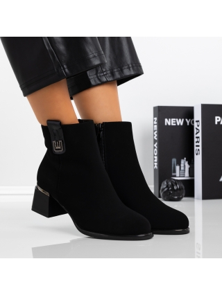 LAST SIZE, Μποτάκια με χοντρό τακούνι Meriva Μαύρο - Kalapod.gr