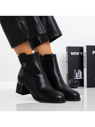 Γυναικεία Μποτίνια, Μποτάκια με χοντρό τακούνι Meriva Μαύρο - Kalapod.gr