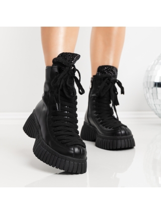 ΓΥΝΑΙΚΕΙΑ ΥΠΟΔΗΜΑΤΑ, Γυναικείες μπότες με πλατφόρμα Elisha Μαύρο - Kalapod.gr