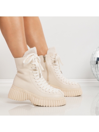 ΓΥΝΑΙΚΕΙΑ ΥΠΟΔΗΜΑΤΑ, Γυναικείες μπότες με πλατφόρμα Elisha Μπεζ - Kalapod.gr