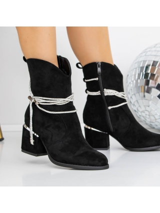 Γυναικεία Μποτίνια, Μποτάκια με χοντρό τακούνι Onyava Μαύρο - Kalapod.gr