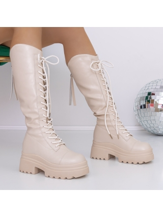 Γυναικείες Μπότες, Γυναικείες μπότες με πλατφόρμα Asada Μπεζ - Kalapod.gr