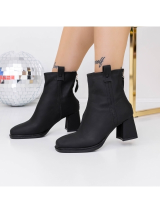 Γυναικεία Μποτίνια, Μποτάκια με χοντρό τακούνι  Alaza Μαύρο - Kalapod.gr