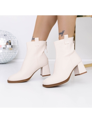 Γυναικεία Μποτίνια, Μποτάκια με χοντρό τακούνι Alaza Μπεζ - Kalapod.gr