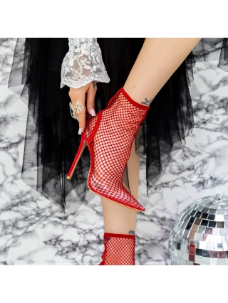 Γυναικεία Μποτίνια, Μποτάκια με λεπτό τακούνι Carada Κόκκινος - Kalapod.gr