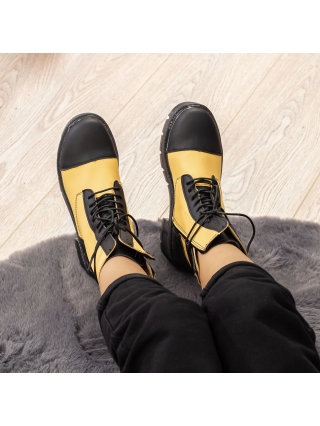 Γυναικεία Μποτάκια, Γυναικείες κοντές μπότες Enada Μαύρο-Κίτρινος - Kalapod.gr