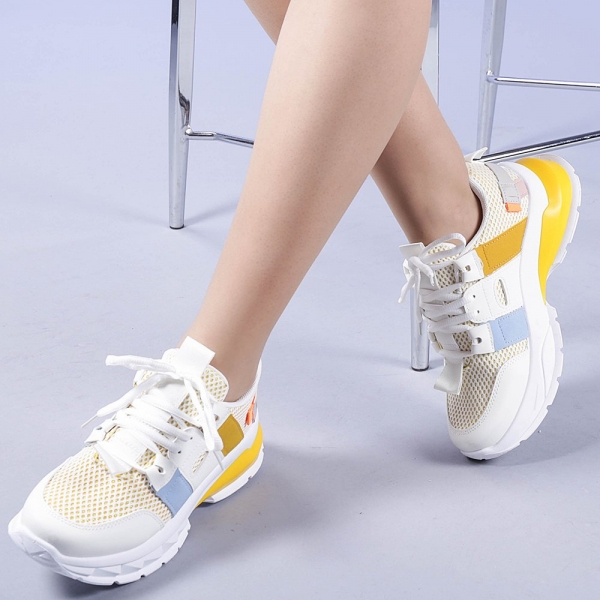 Γυναικεία αθλητικά παπούτσια Addie κίτρινα, 2 - Kalapod.gr