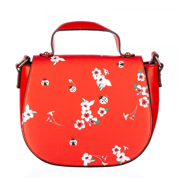 Γυναικεία τσάντα Flower Κόκκινη οικολογικό δέρμα, 2 - Kalapod.gr