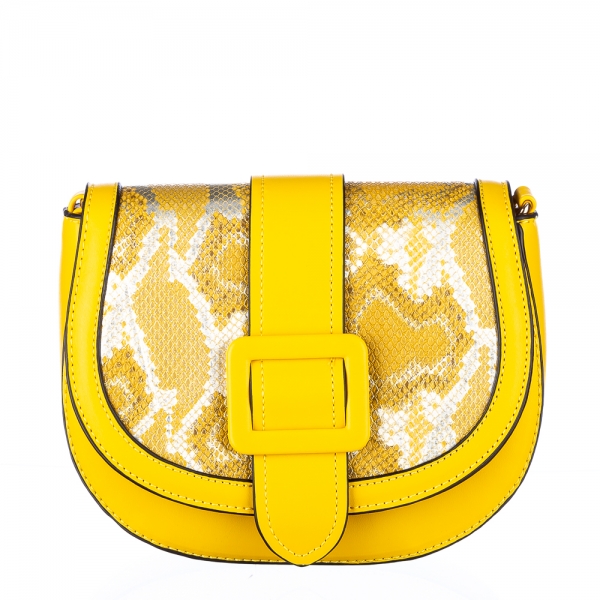 Γυναικεία τσάντα Glam Κίτρινη οικολογικό δέρμα, 2 - Kalapod.gr