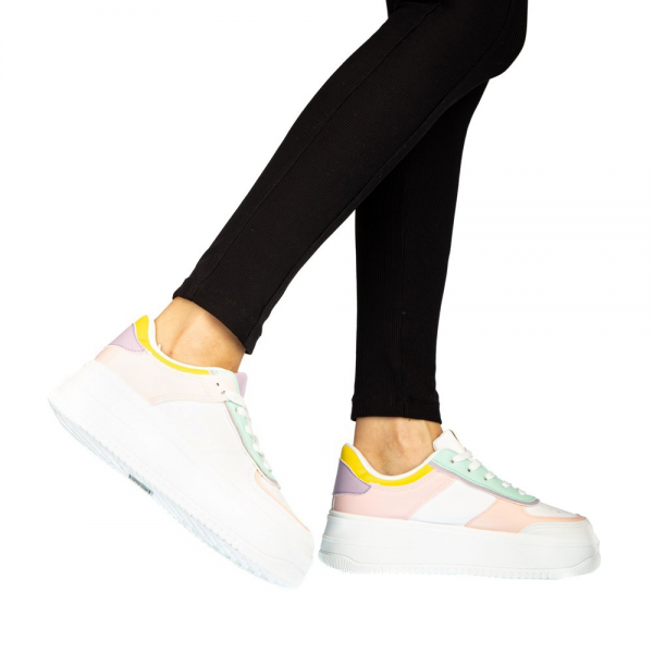 Γυναικεία αθλητικά παπούτσια Biona λευκά με ροζ, 4 - Kalapod.gr