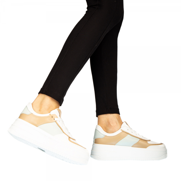 Γυναικεία αθλητικά παπούτσια Biona λευκά με χακί - Kalapod.gr