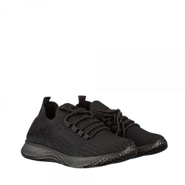 Ανδρικά αθλητικά παπούτσια μαύρα από οικολογικό δέρμα Vurvun, 2 - Kalapod.gr