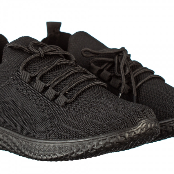 Ανδρικά αθλητικά παπούτσια μαύρα από οικολογικό δέρμα Vurvun, 3 - Kalapod.gr