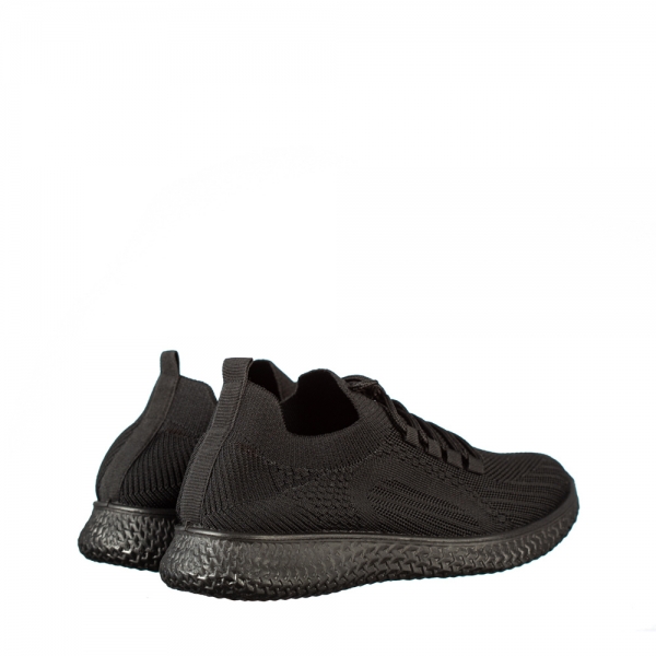 Ανδρικά αθλητικά παπούτσια μαύρα από οικολογικό δέρμα Vurvun, 4 - Kalapod.gr