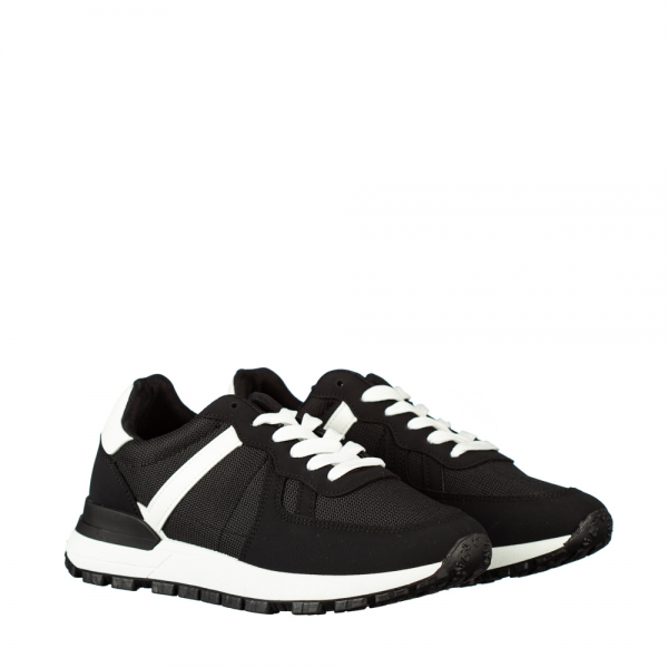 Ανδρικά αθλητικά παπούτσια μαύρα από οικολογικό δέρμα και ύφασμα  Redal, 2 - Kalapod.gr