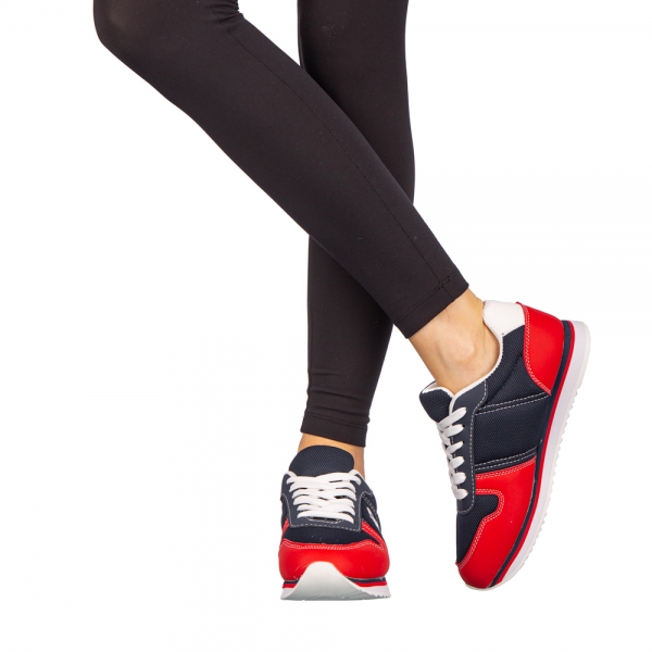 Γυναικεία αθλητικά παπούτσια   Corny μπλε με κόκκινο, 3 - Kalapod.gr